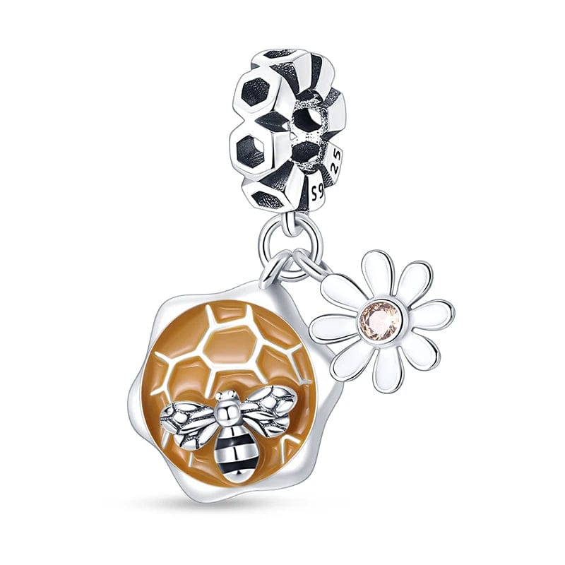 Pangama Jewelry Charm Honeycomb Bee & Daisy Triple Dangle Charm