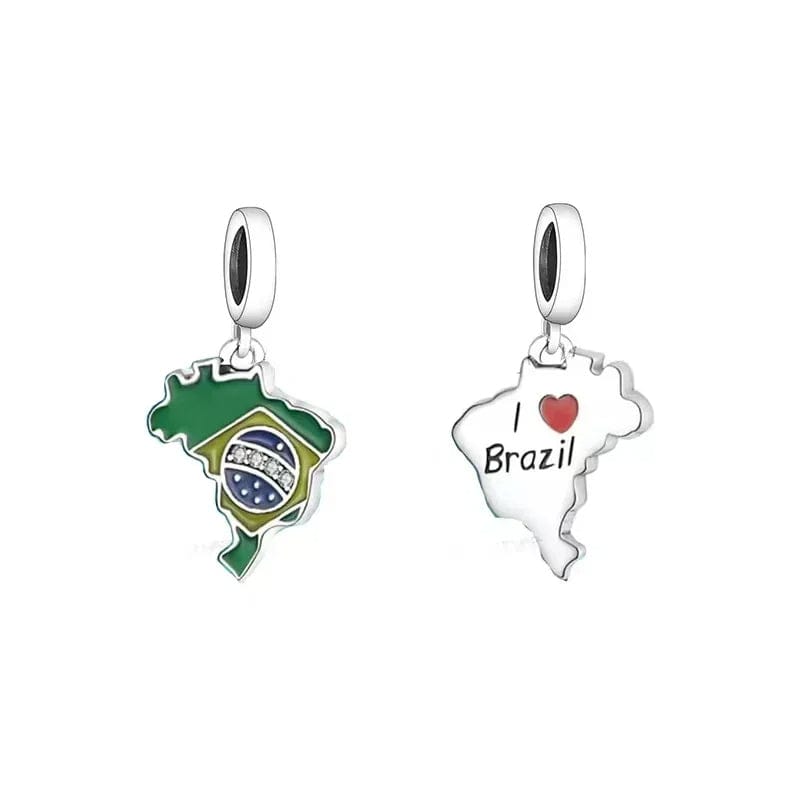 Pangama Jewelry Charm I Love Brazil Map Dangle Charm