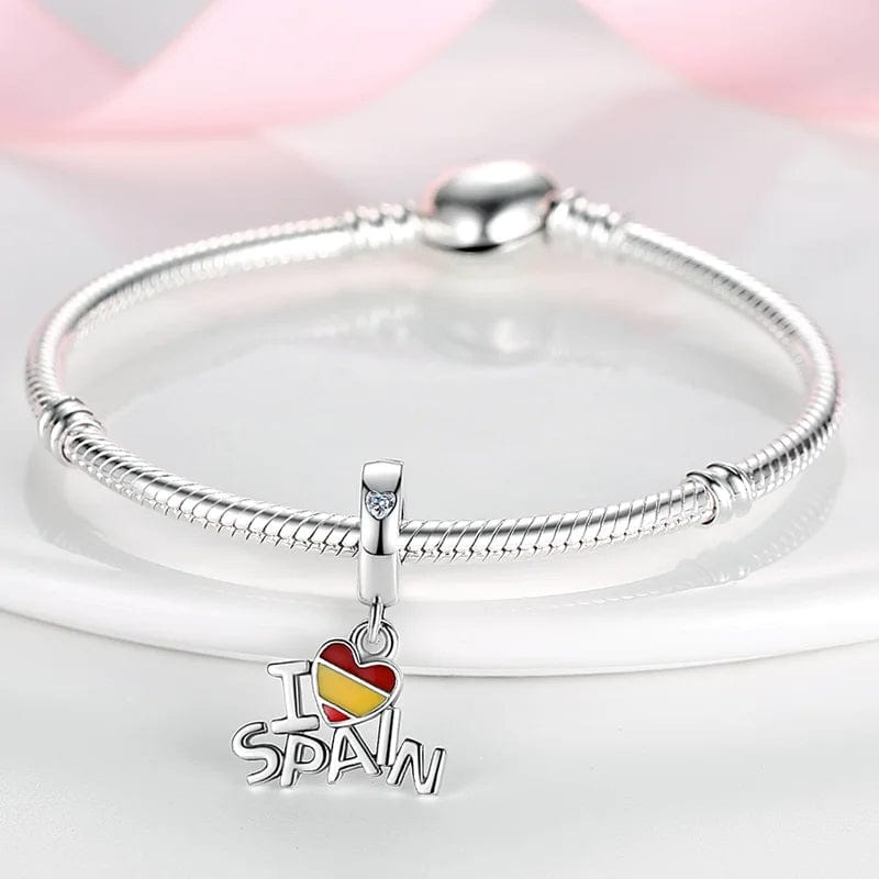 Pangama Jewelry Charm I Love Spain Dangle Charm