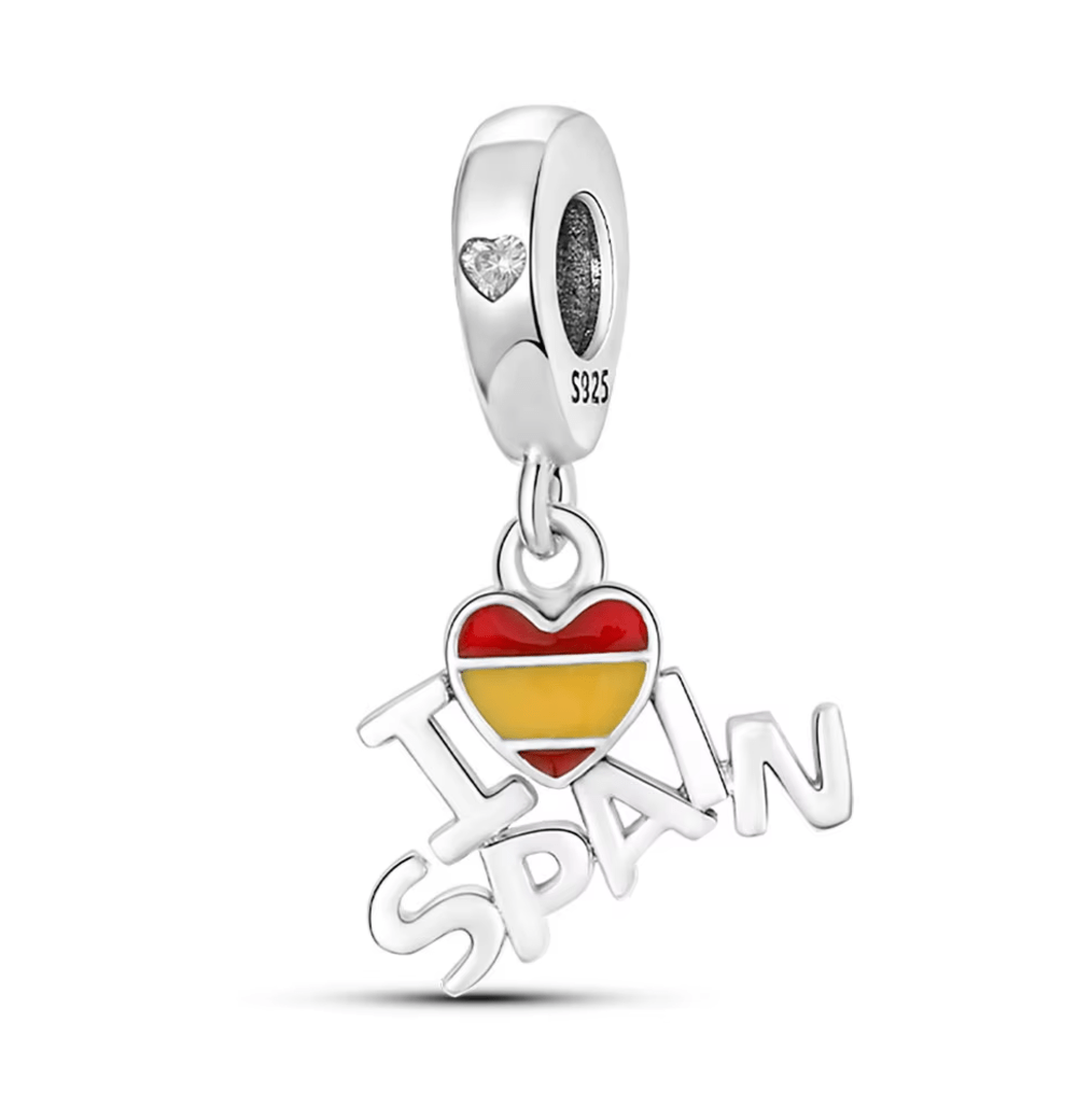 Pangama Jewelry Charm I Love Spain Dangle Charm