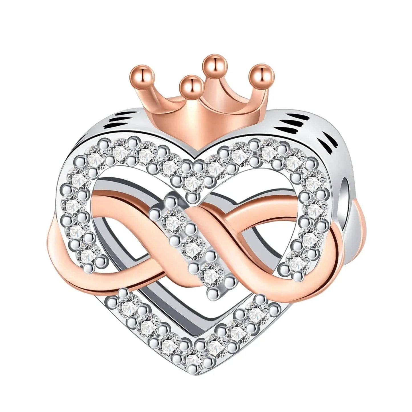 Pangama Jewelry Charm Infinity Queen Crown Heart Charm