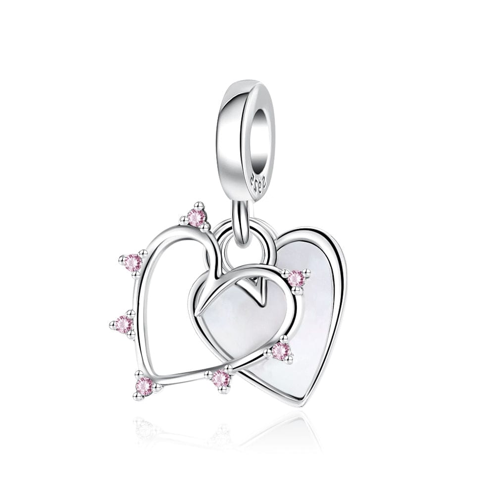 Pangama Jewelry Charm Intertwined Hearts with Pink Accents Charm