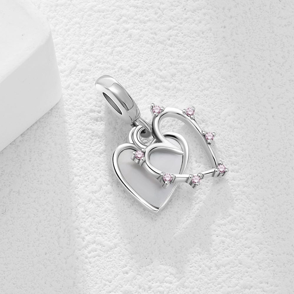 Pangama Jewelry Charm Intertwined Hearts with Pink Accents Charm