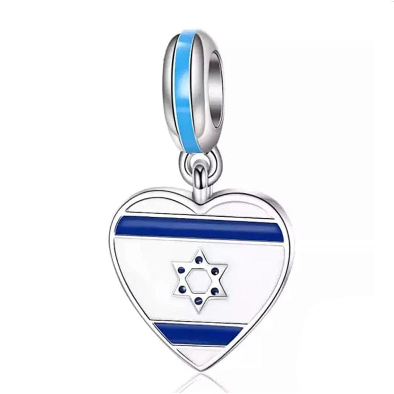 Pangama Jewelry Charm Israel Heart Flag Jewish Dangle Charm