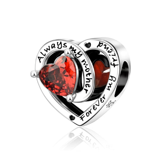 Pangama Jewelry Charm January Always My Mother, Forever My Friend Birthstone Heart Charm