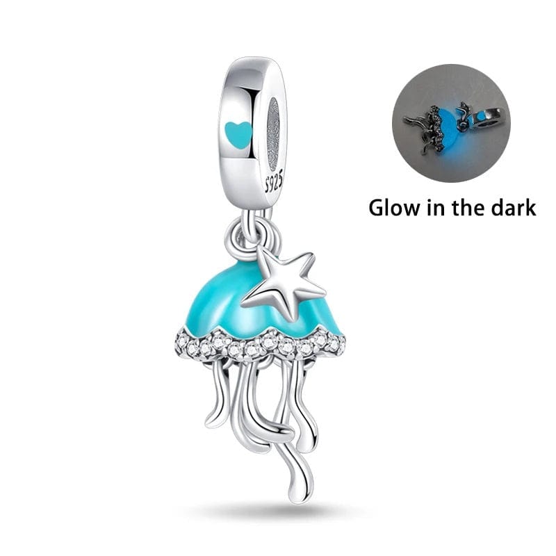 Pangama Jewelry Charm Jellyfish Luminous Glow in the Dark Dangle Charm