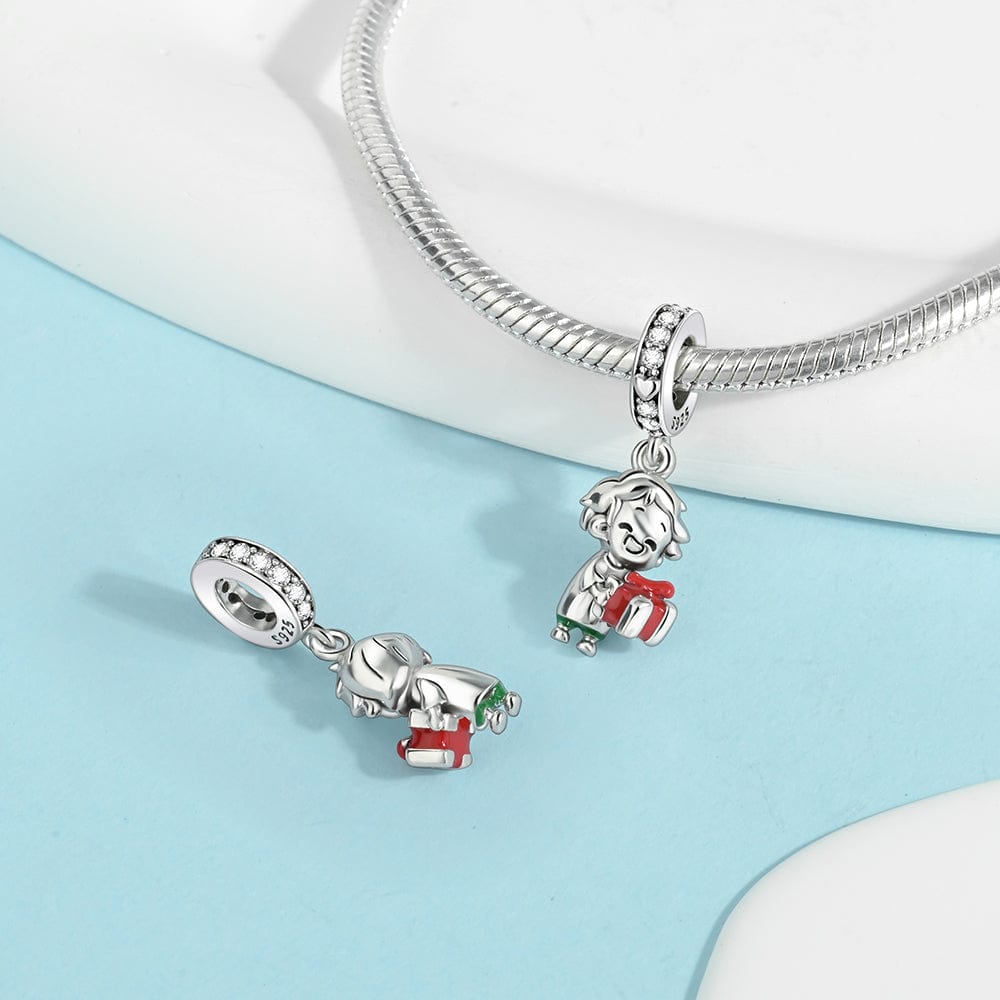 Pangama Jewelry Charm Joyful Holiday Boy with Gift Pendant