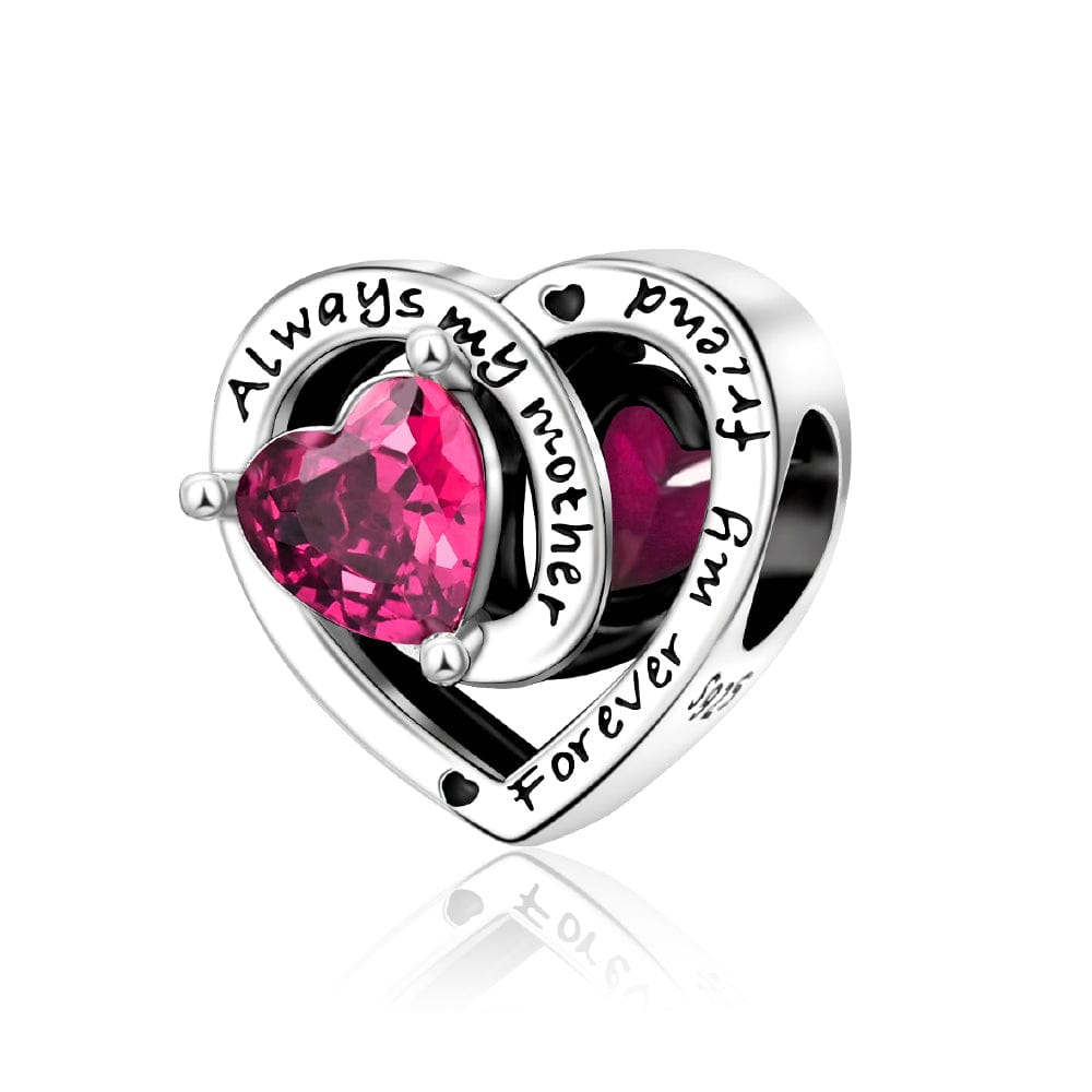 Pangama Jewelry Charm July Always My Mother, Forever My Friend Birthstone Heart Charm