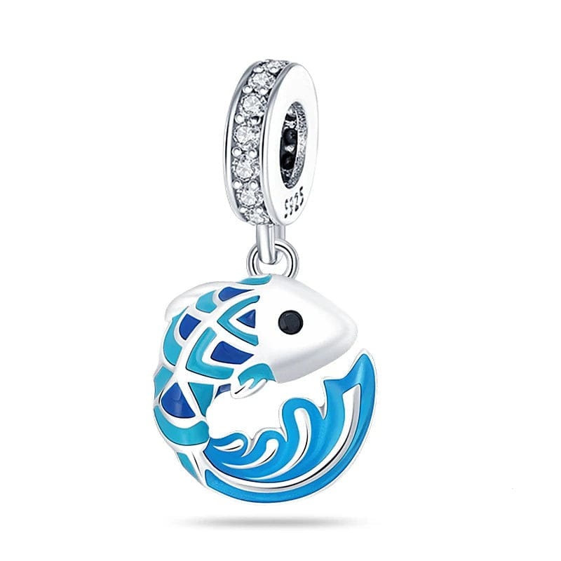 Pangama Jewelry Charm Jumping Blue Sea Fish Charm