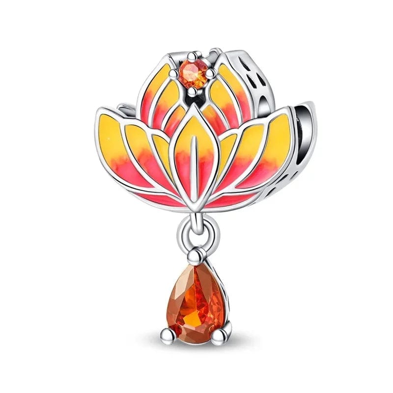 Pangama Jewelry Charm Lotus Blossom with Amber Drop Charm