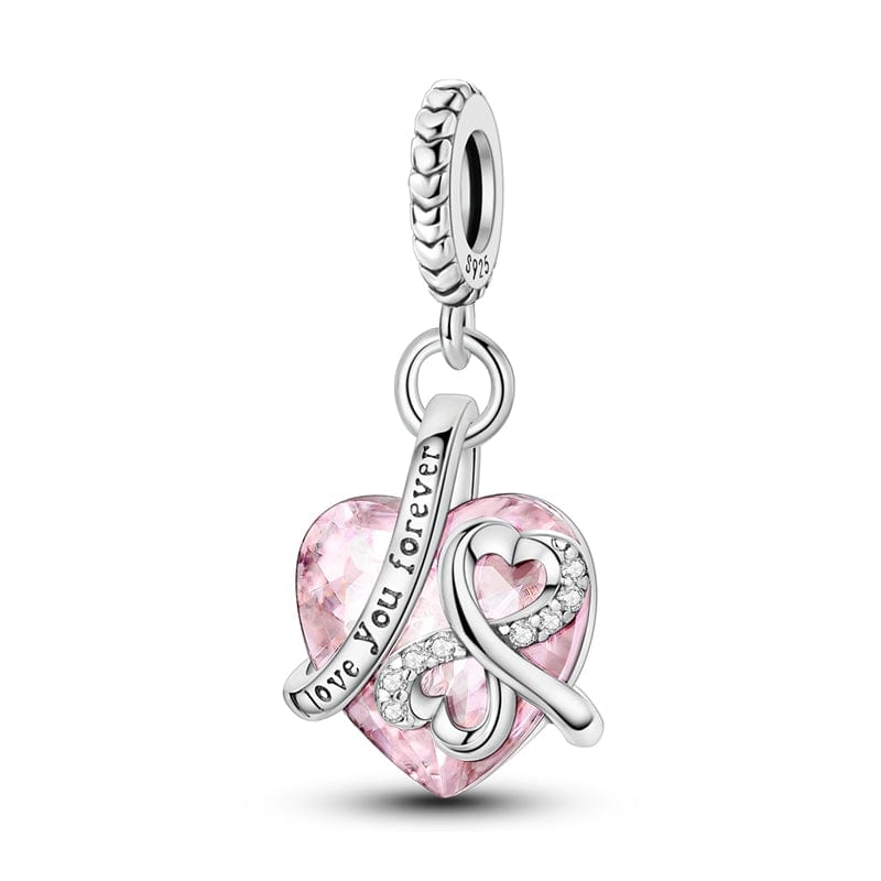 Pangama Jewelry Charm Love You Forever Pink Heart Charm