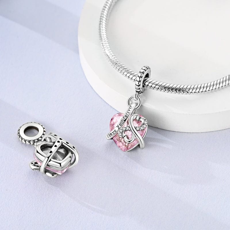 Pangama Jewelry Charm Love You Forever Pink Heart Charm