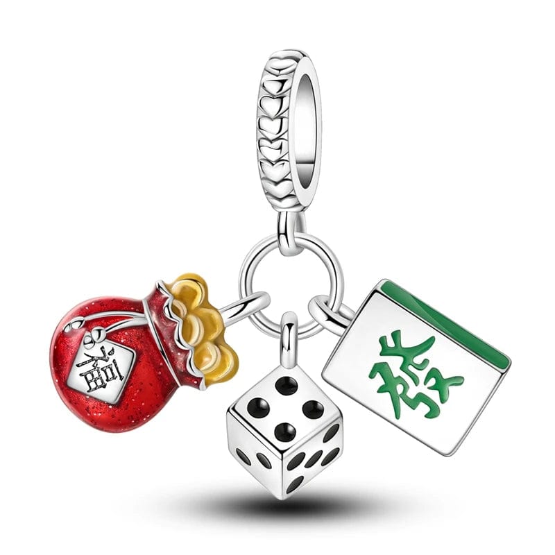 Pangama Jewelry Charm Luck and Fortune Mahjong Triple Dangle Charm