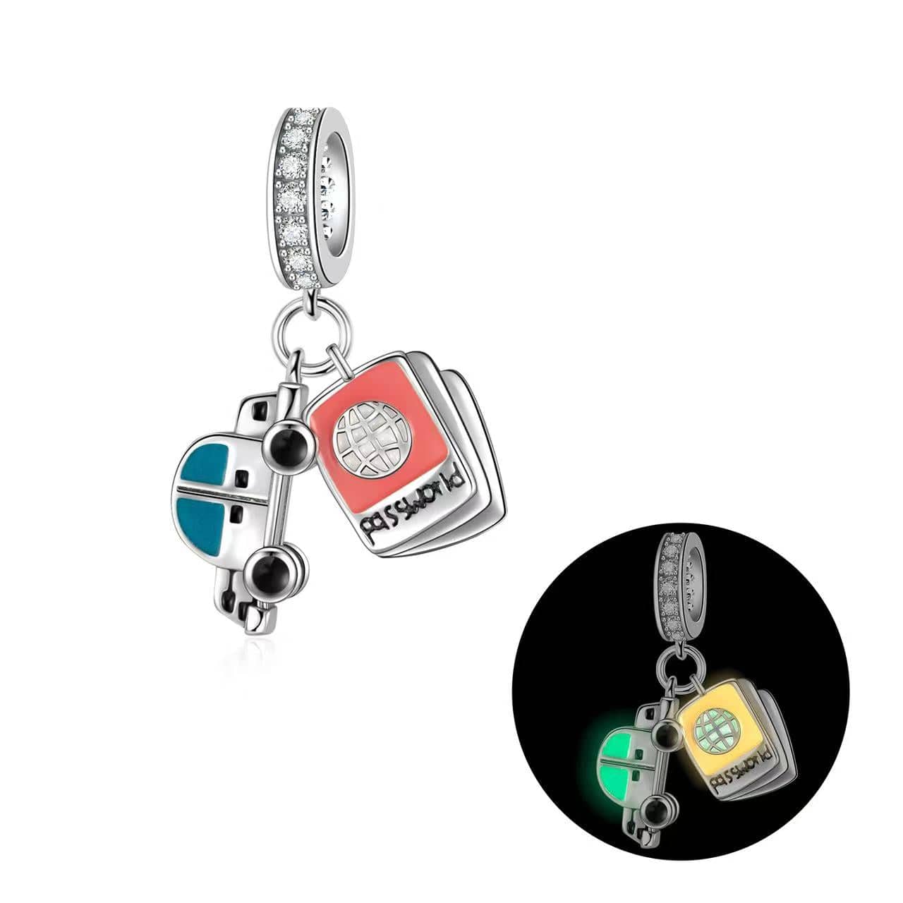 Pangama Jewelry Charm Luminous Passport & Car Travel Dangle Charm