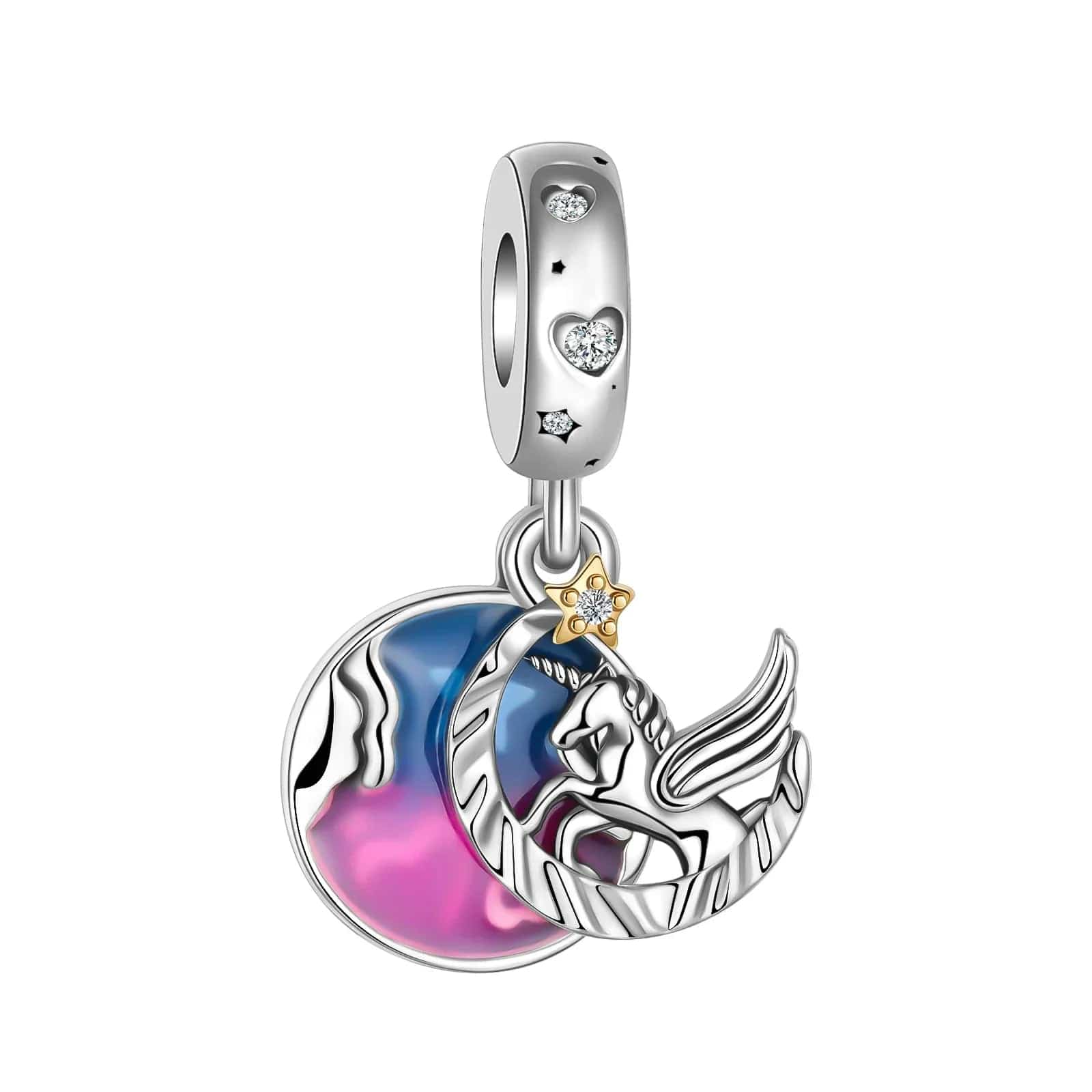 Pangama Jewelry Charm Magical Unicorn & Aurora Borealis Charm