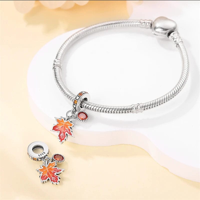 Pangama Jewelry Charm Maple Leaf Double Dangle Charm