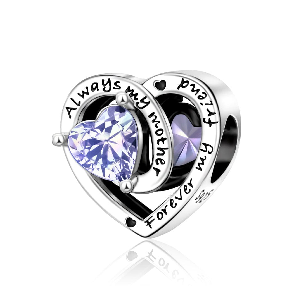 Pangama Jewelry Charm March Always My Mother, Forever My Friend Birthstone Heart Charm