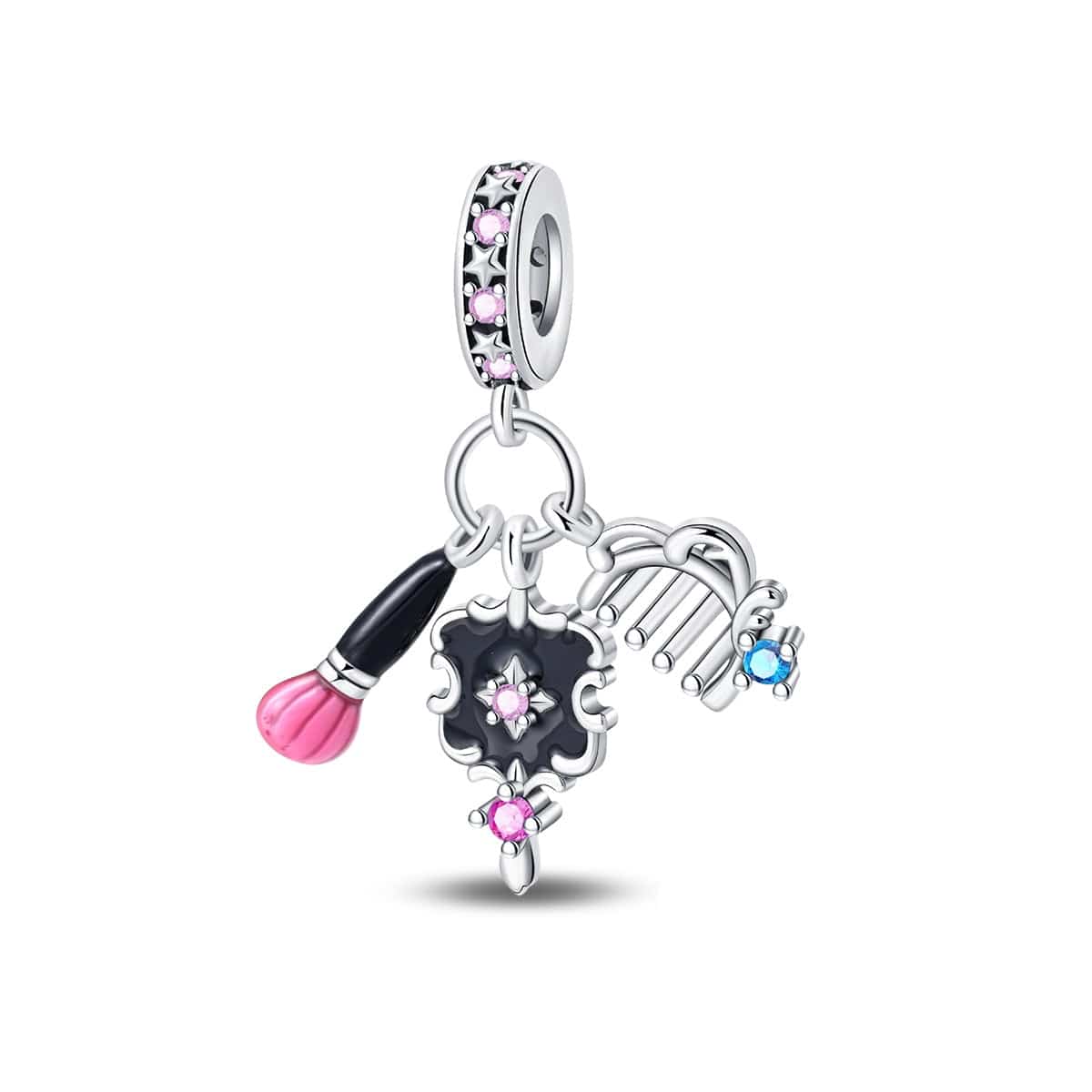 Pangama Jewelry Charm Mirror, Brush & Comb Makeup Essentials Charm