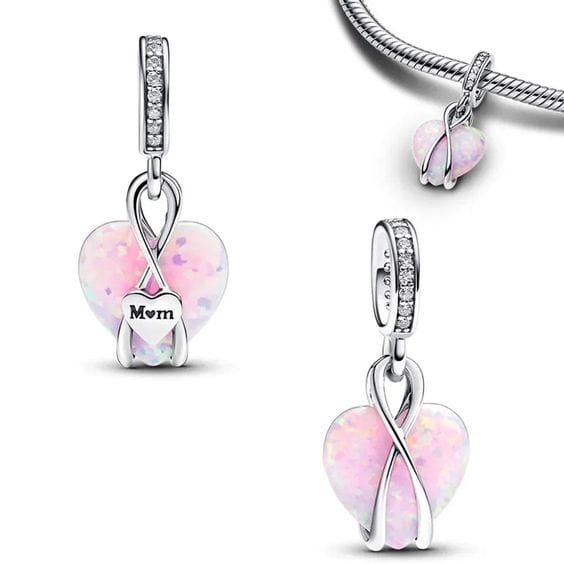 Pangama Jewelry Charm Mom Opalescent Heart Dangle Charm