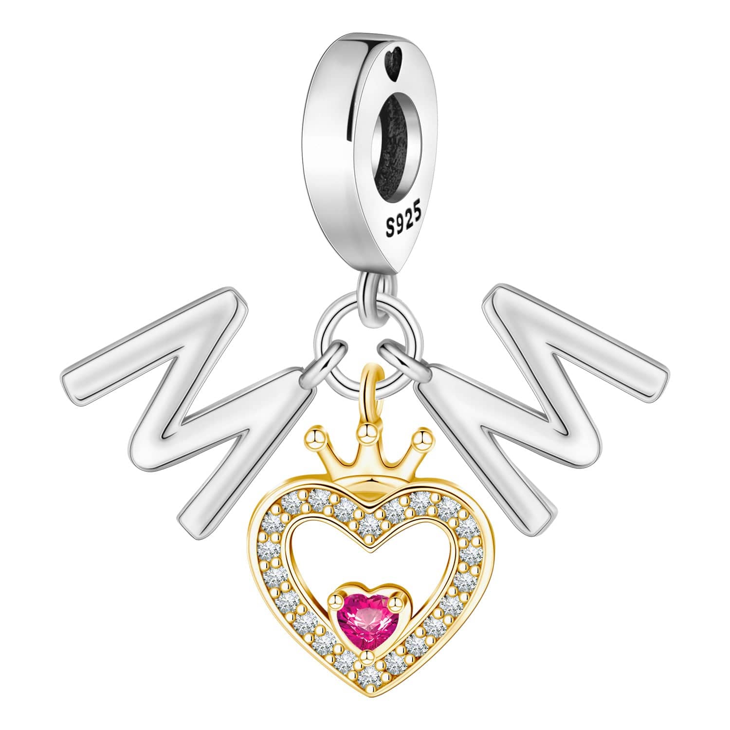 Pangama Jewelry Charm Mom Queen's Heart with Crown Charm