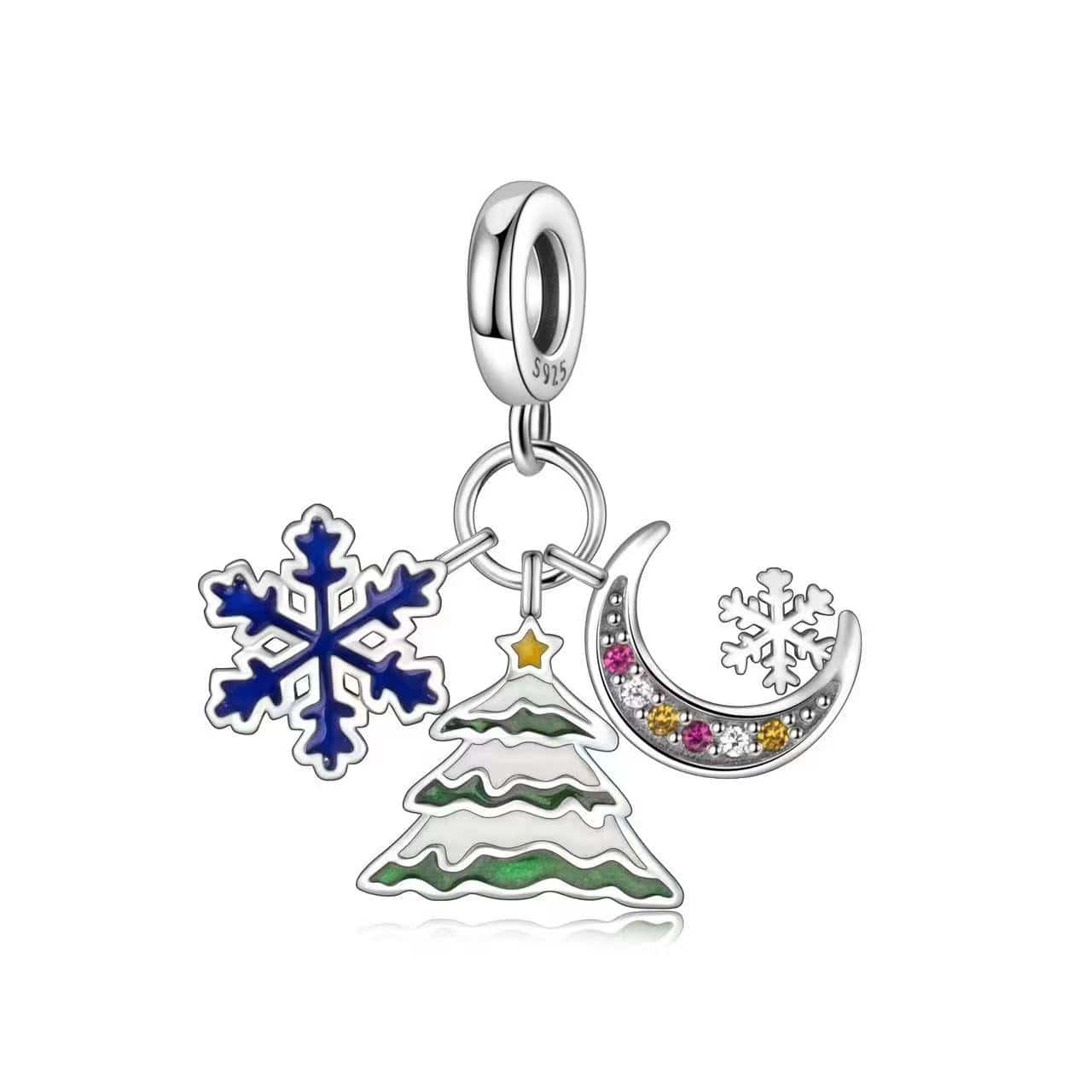 Pangama Jewelry Charm Moonlit Christmas Tree & Snowflake Charm