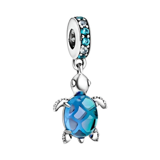 Pangama Jewelry Charm Murano Glass Sea Turtle Dangle Charm