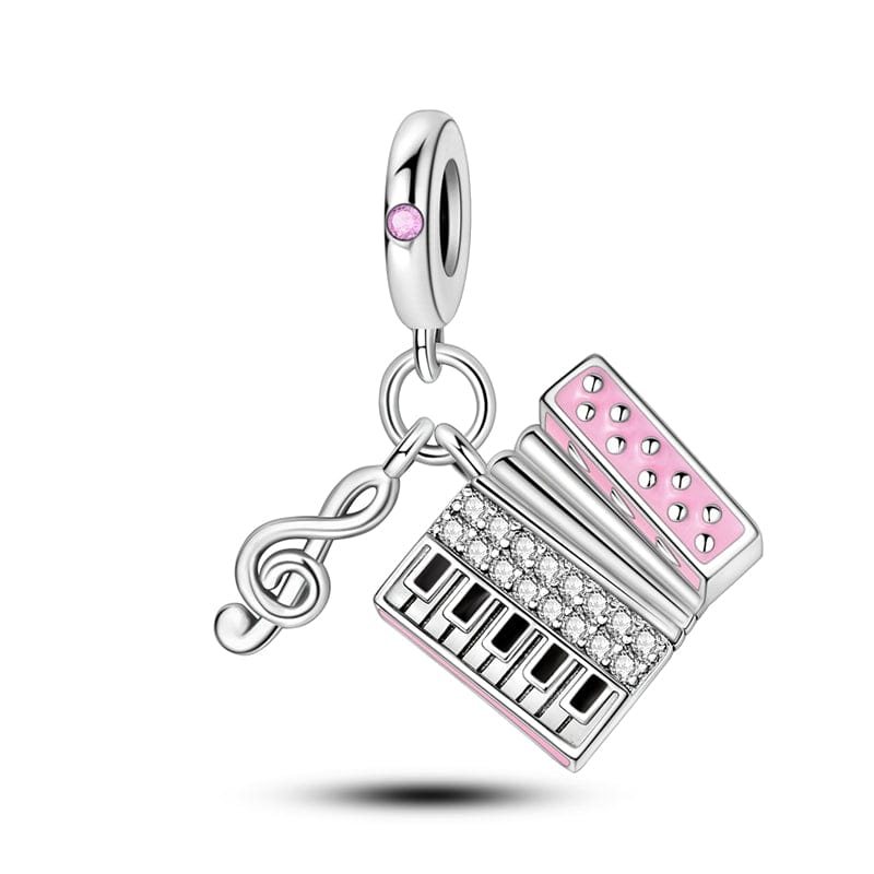 Pangama Jewelry Charm Musical Accordion & Treble Clef Double Dangle Charm