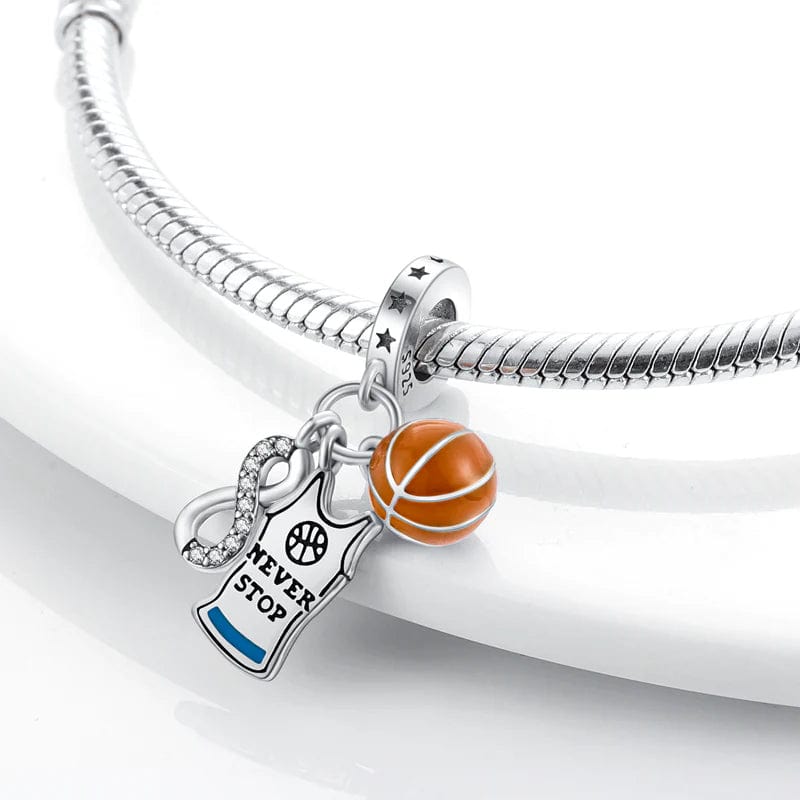 Pangama Jewelry Charm Never Give Up Basketball Dangle Charm