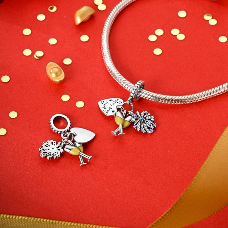 Pangama Jewelry Charm New Year's Celebration Champagne & Fireworks Charm