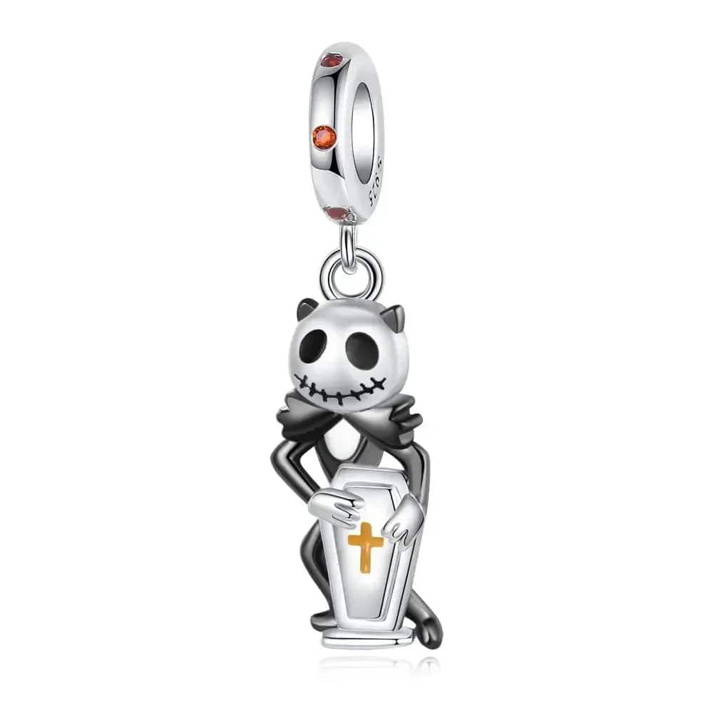 Pangama Jewelry Charm Nightmare Before Christmas - Jack Skellington and Tomb Stone Dangle Charm