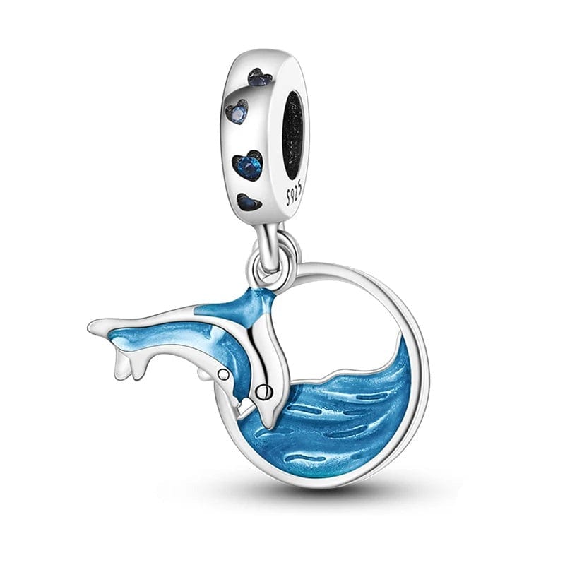 Pangama Jewelry Charm Ocean Blue Dolphin and Sea Dangle Charm