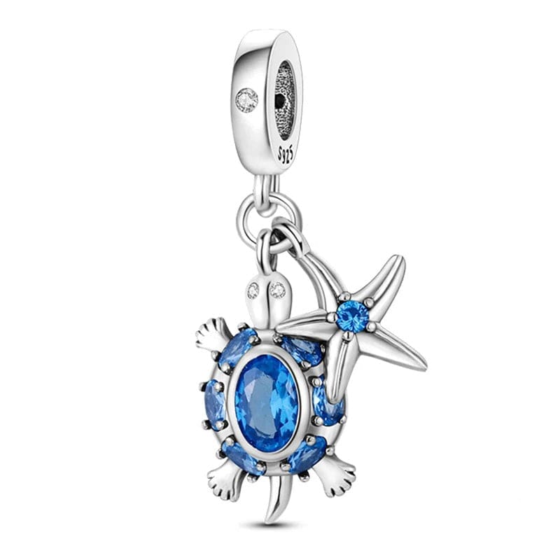 Pangama Jewelry Charm Ocean Blue Turtle and Star Dangle Charm