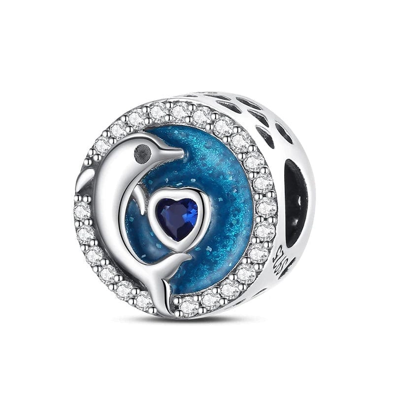 Pangama Jewelry Charm Ocean Dolphin and Heart Circle Charm