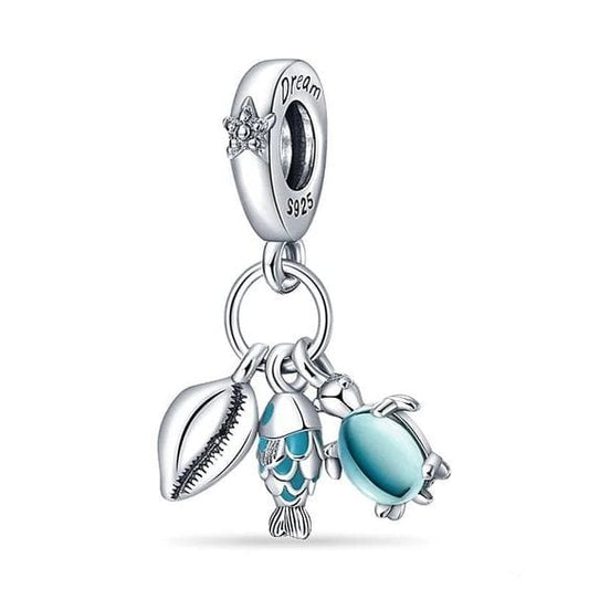 Pangama Jewelry Charm Ocean Fish Turtle Dream Triple Dangle Charm