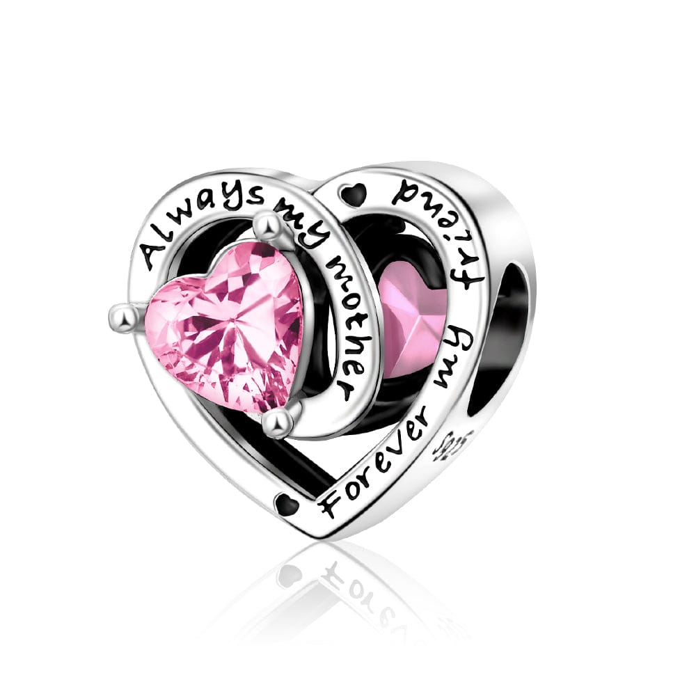 Pangama Jewelry Charm October Always My Mother, Forever My Friend Birthstone Heart Charm