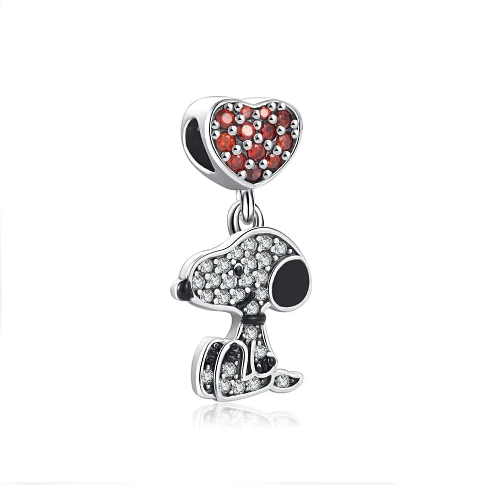 Pangama Jewelry Charm Peanuts Snoopy Heart Dangle Charm