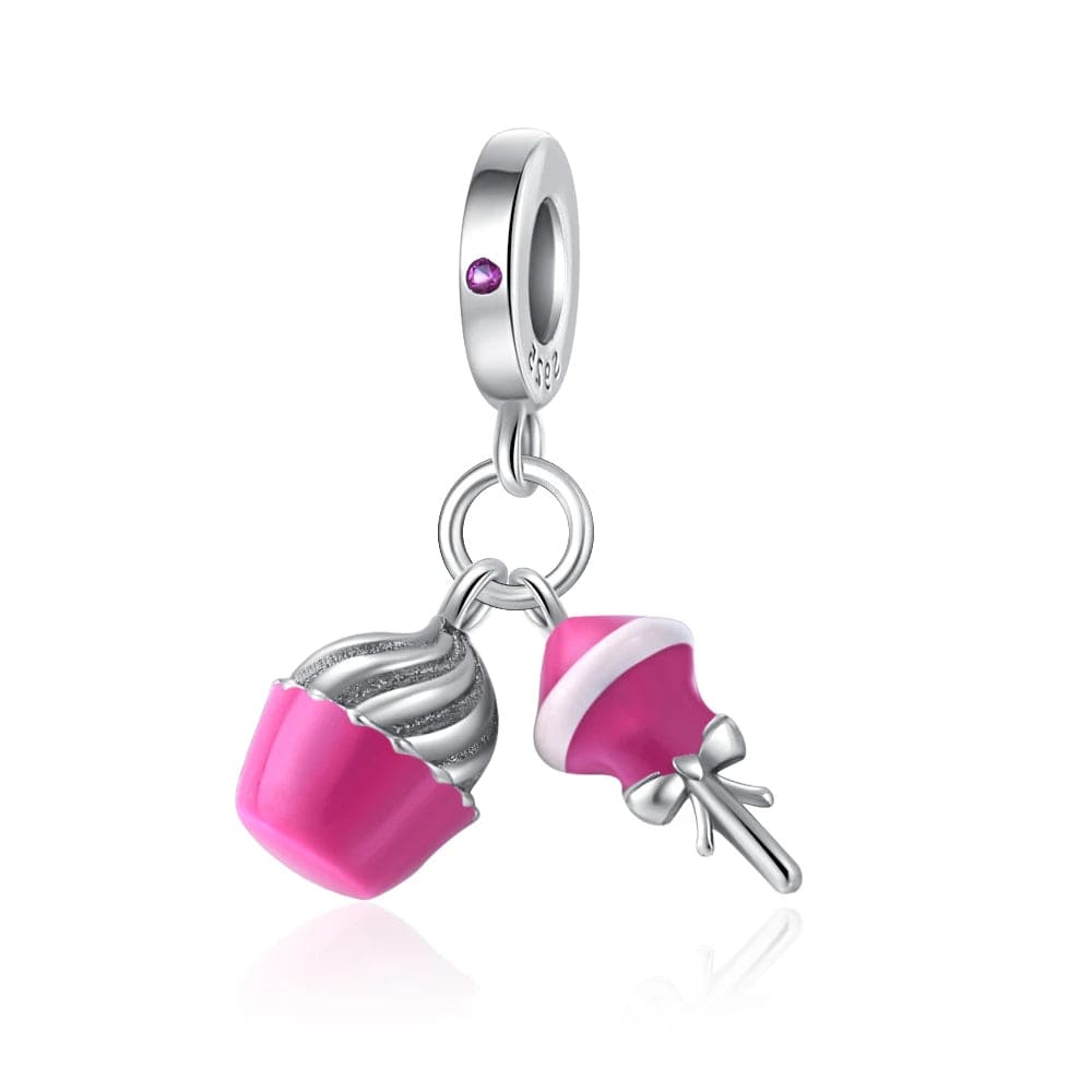 Pangama Jewelry Charm Pink Cake and Lollipop Dangle Charm