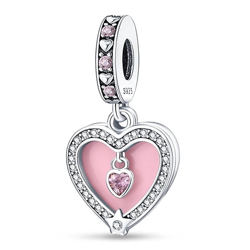 Pangama Jewelry Charm Pink Heart Dangle Charm