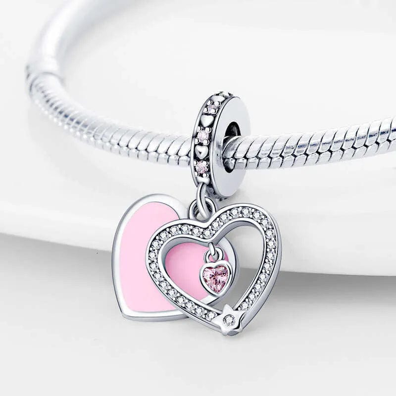 Pangama Jewelry Charm Pink Heart Dangle Charm