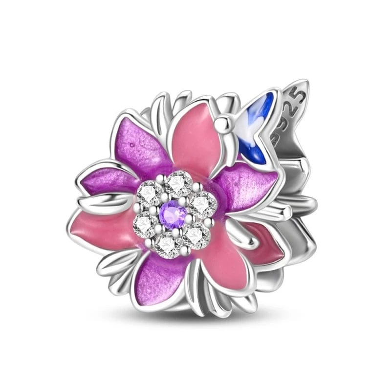 Pangama Jewelry Charm Pink & Purple Lotus Flower Charm