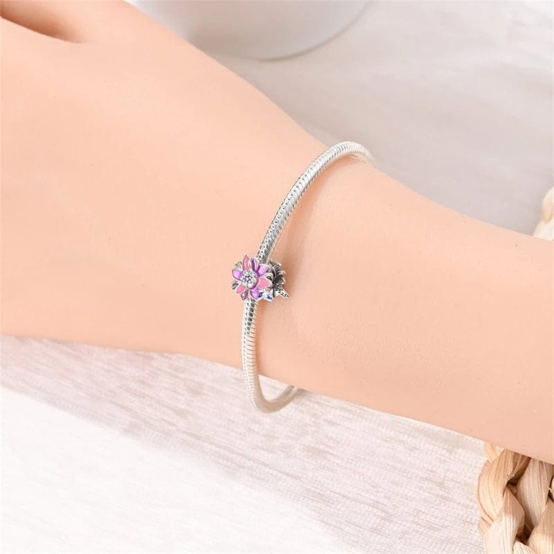 Pangama Jewelry Charm Pink & Purple Lotus Flower Charm