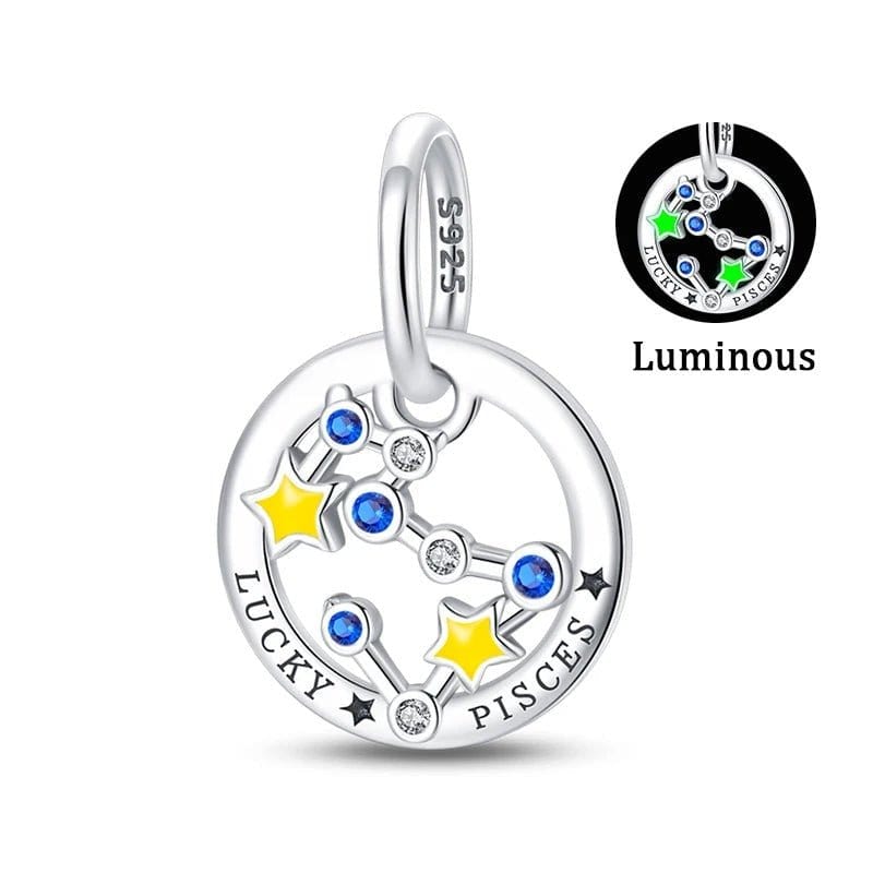 Pangama Jewelry Charm Pisces Astrology Signs Zodiac Constellation Luminous Charms