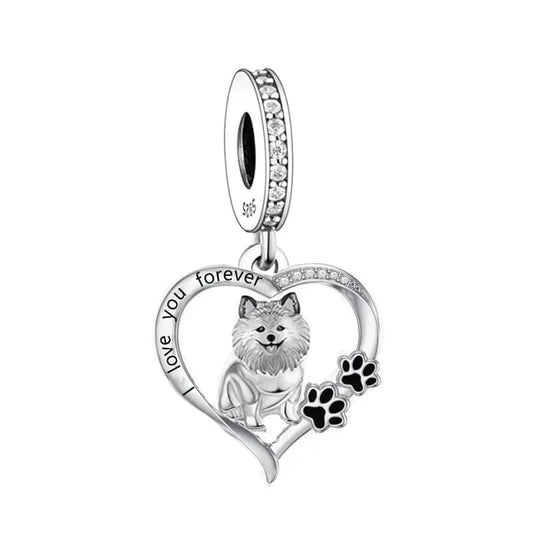 Pangama Jewelry Charm Pomeranian Heart Love Charm