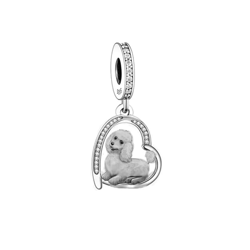 Pangama Jewelry Charm Poodle Puppy Heart Charm