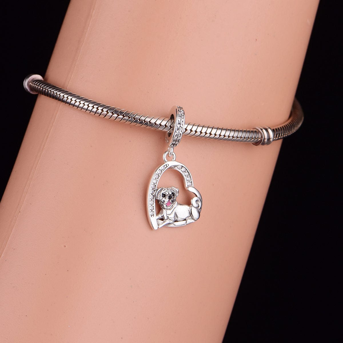 Pangama Jewelry Charm Pug Love Heart Charm