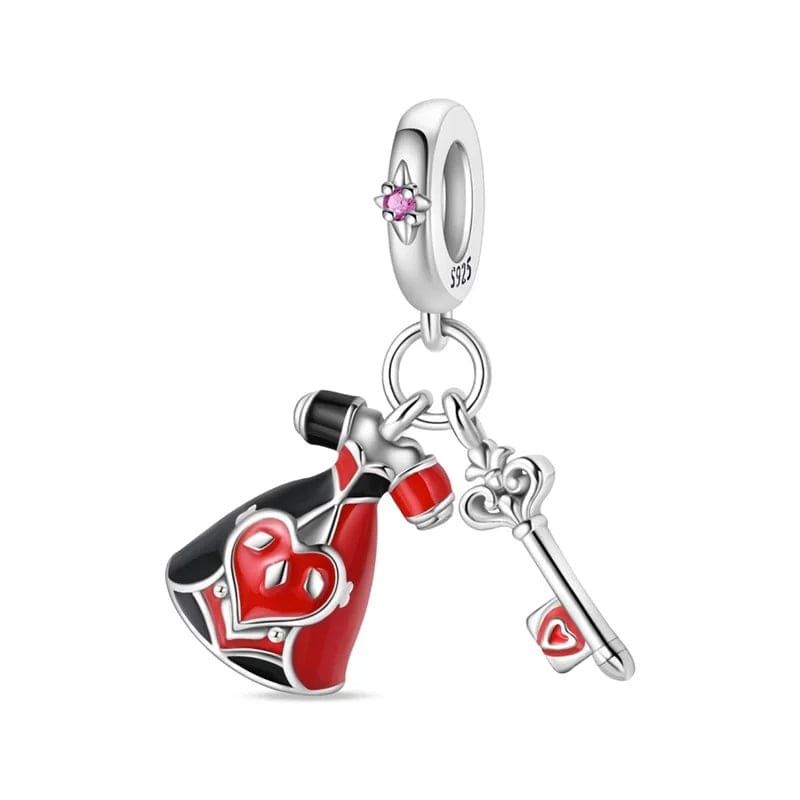 Pangama Jewelry Charm Queen's Potion and Heart Key Double Dangle Charm