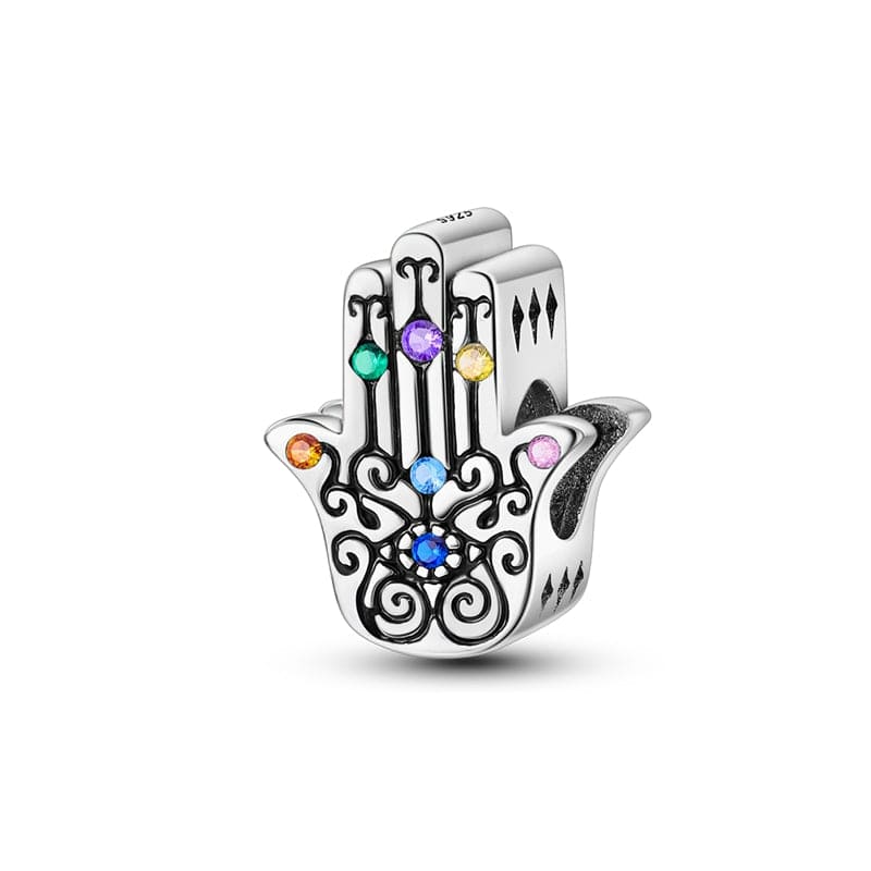 Pangama Jewelry Charm Rainbow Gemstone Hamsa Hand Charm