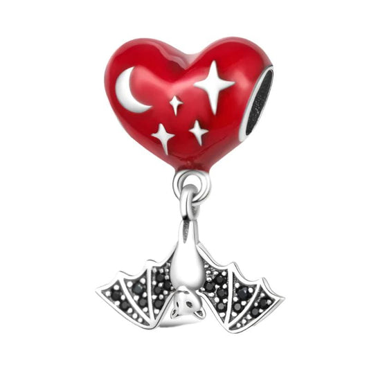 Pangama Jewelry Charm Red Heart & Bat Dangle Charm