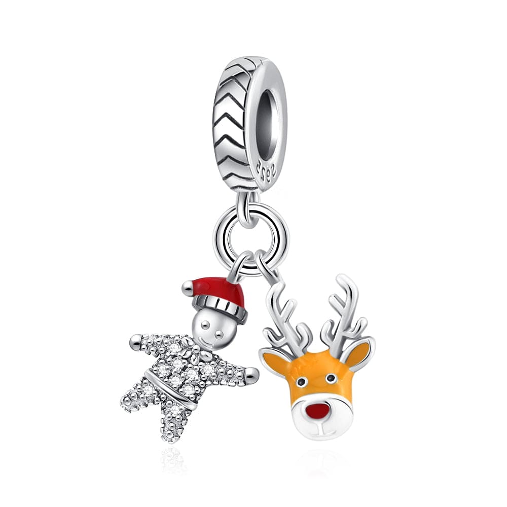 Pangama Jewelry Charm Reindeer & Santa's Helper Double Dangle Charm