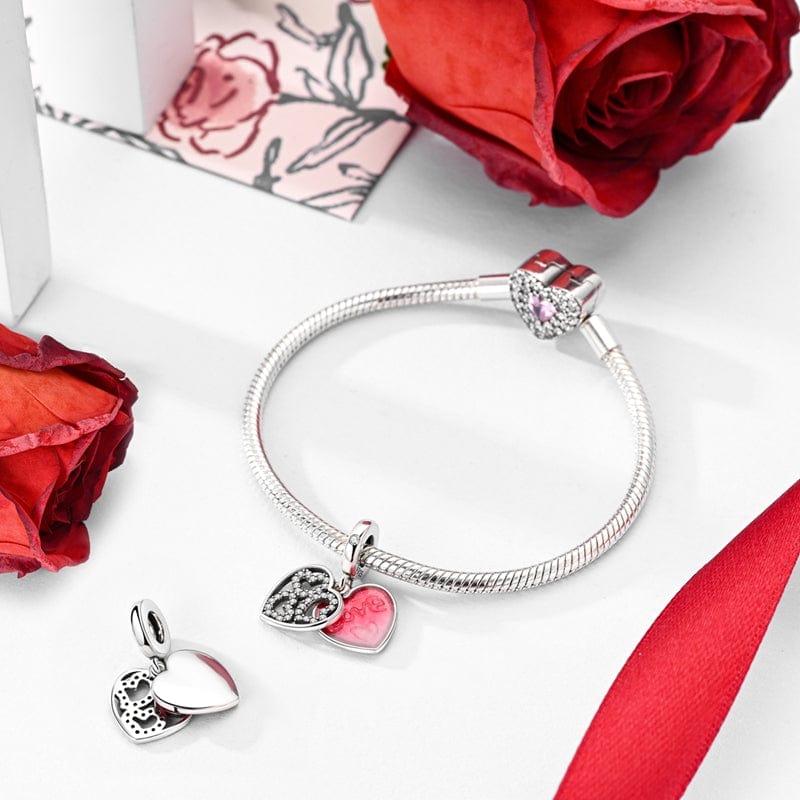 Pangama Jewelry Charm Romantic Rose Heart Charm